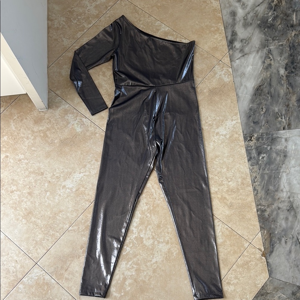 Victoria’s Secret Metallic Gray One-Shoulder Jumpsuit. Never worn size Medium